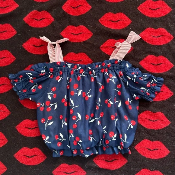 Tralala Japan Liz Lisa Cherry off the shoulder bow strap top S - Picture 1 of 3